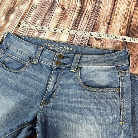 American Eagle ARTIST CROP Womens Size 6 Blue Low Rise Jeans Denim Pants 31x25.5 - Picture 3 of 10